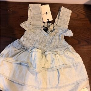 7 For All Mankind Sky Blue Ruffled Kids Dress